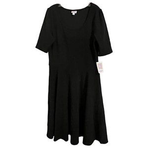 LuLaRoe Solid Black Textured Knit Nicole Dress 2XL